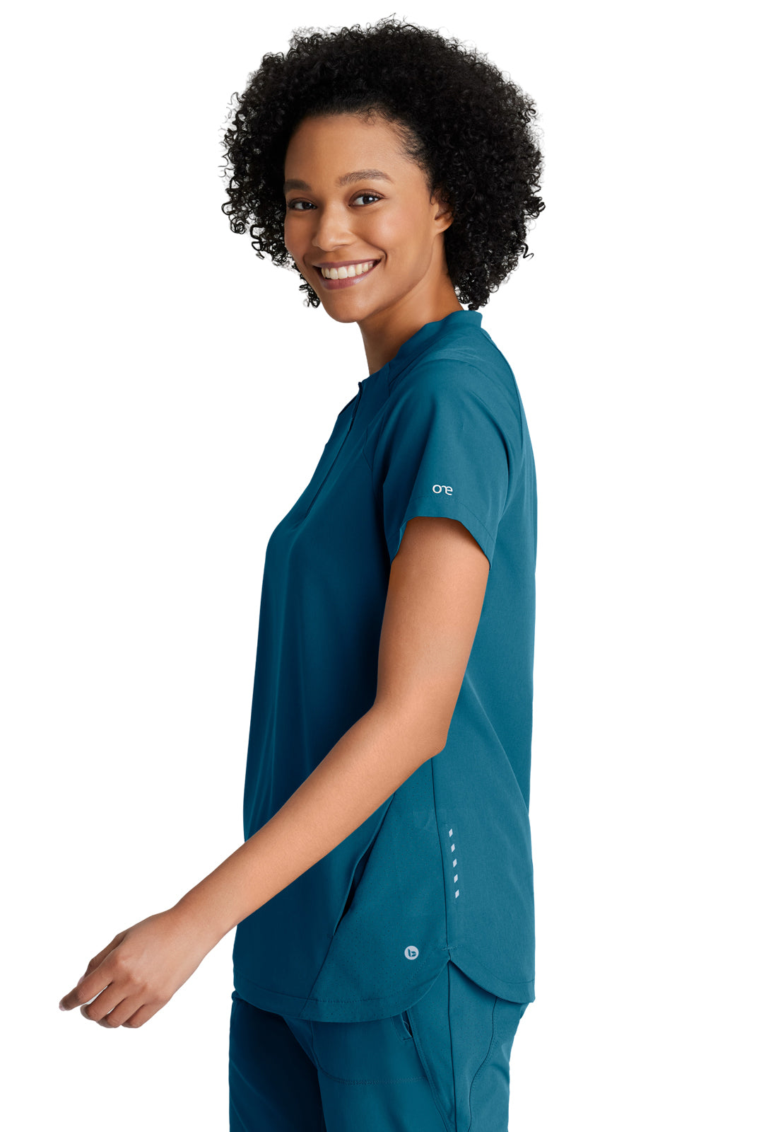 Women's 2 Pocket Banded Zip Collar Flux Top - BOT216 - Bahama