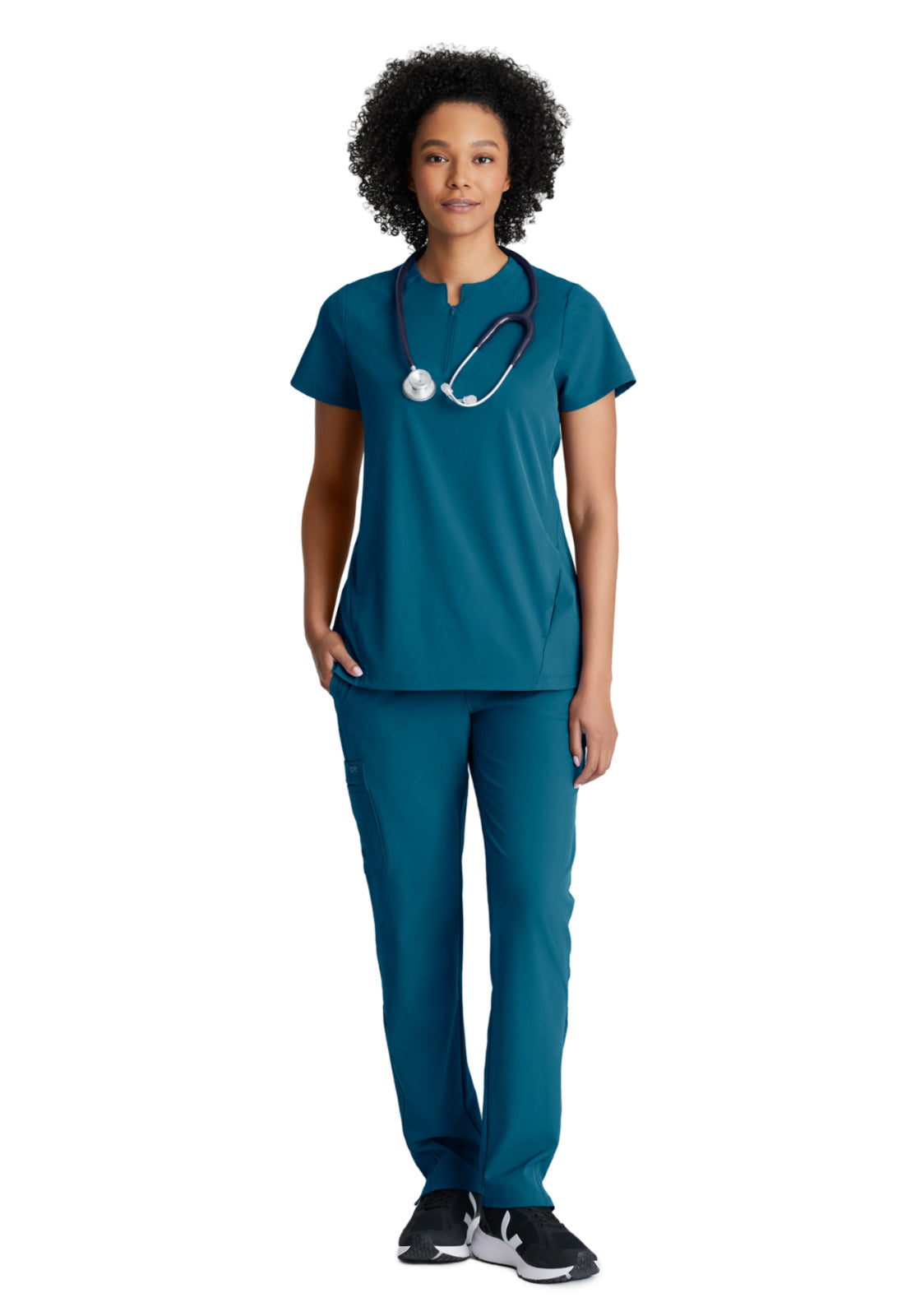 Women's 2 Pocket Banded Zip Collar Flux Top - BOT216 - Bahama
