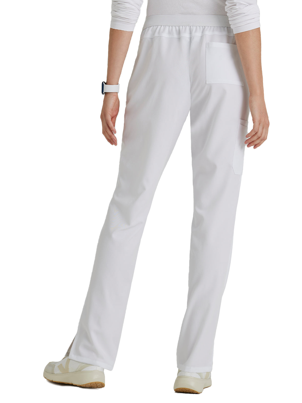 Women's Flat Front Waistband Pant - BUP601 - White