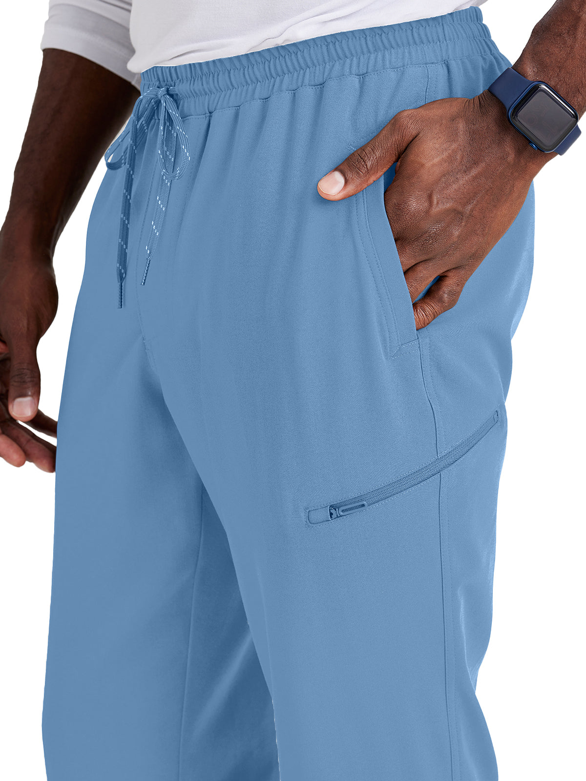 Men's Rib Cuff Jogger Style Pant - BUP602 - Ciel Blue