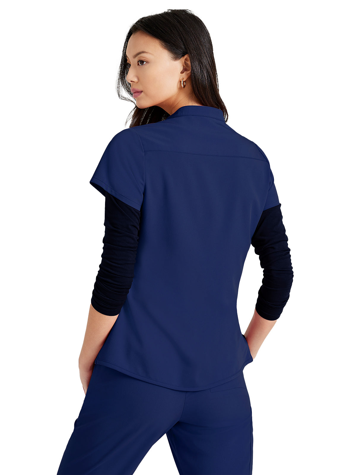Women's Henley Style Top - BUT163 - Indigo (Navy)
