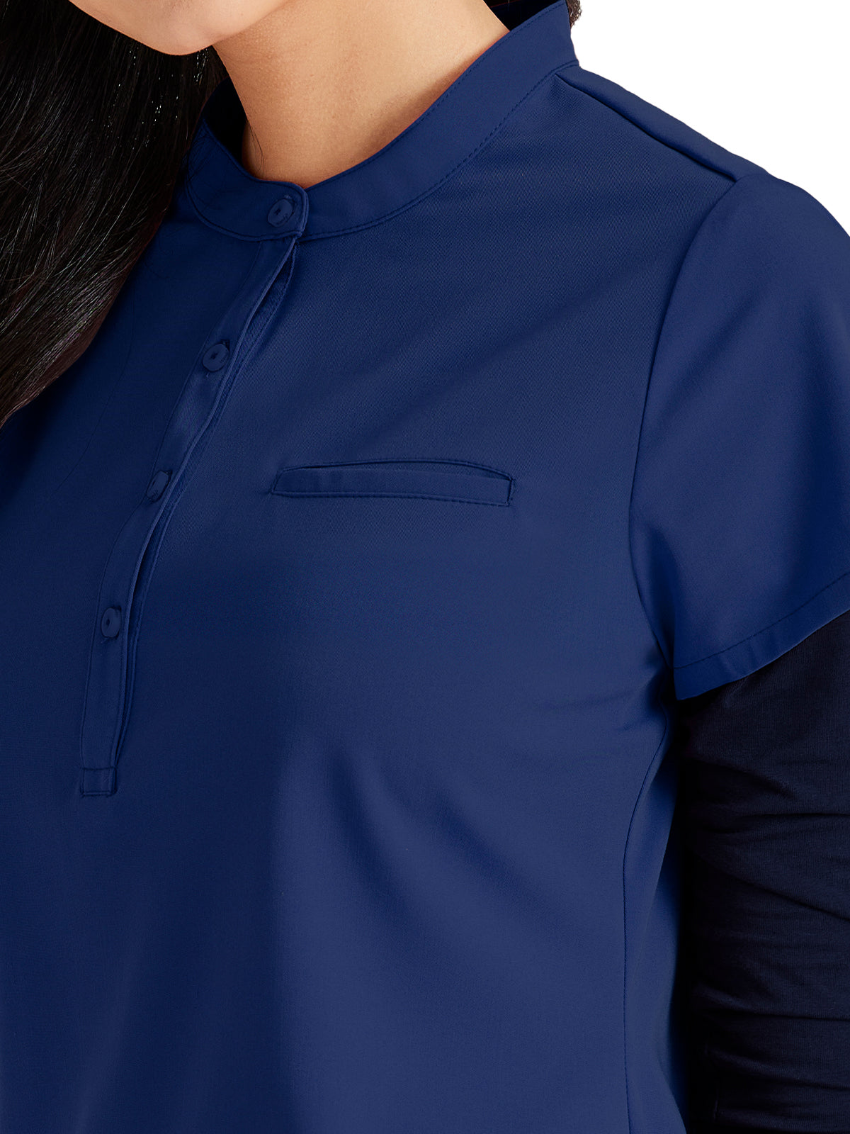 Women's Henley Style Top - BUT163 - Indigo (Navy)