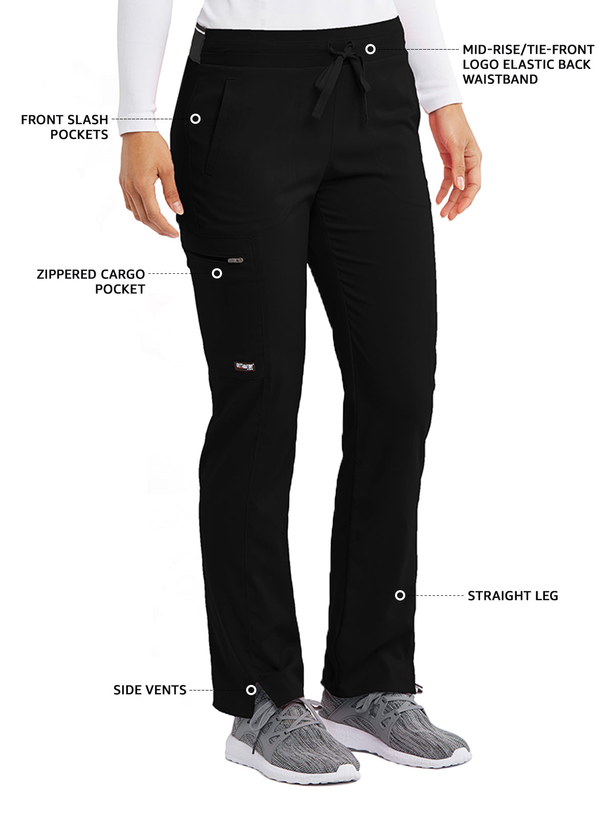 Women's Zip Cargo Pocket Kim Pant - GRSP500 - Black