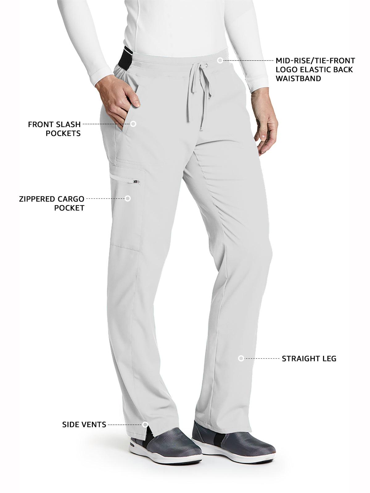 Women's Zip Cargo Pocket Kim Pant - GRSP500 - White