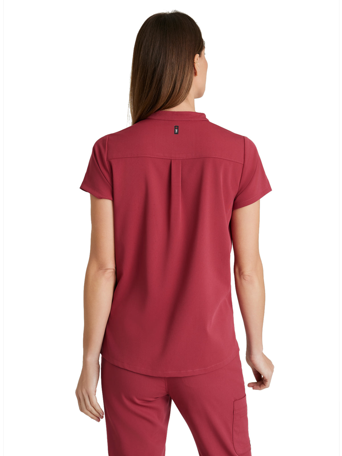 Women's 2 Pocket Banded Collar Avery Top - GRST230 - Maple Red