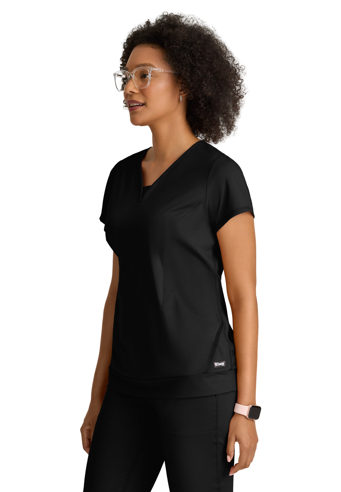 Women's Two Pocket V-Neck Motivate Top - GRST250 - Black