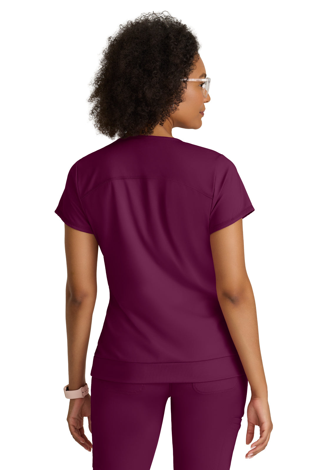 Women's Two Pocket V-Neck Motivate Top - GRST250 - Wine