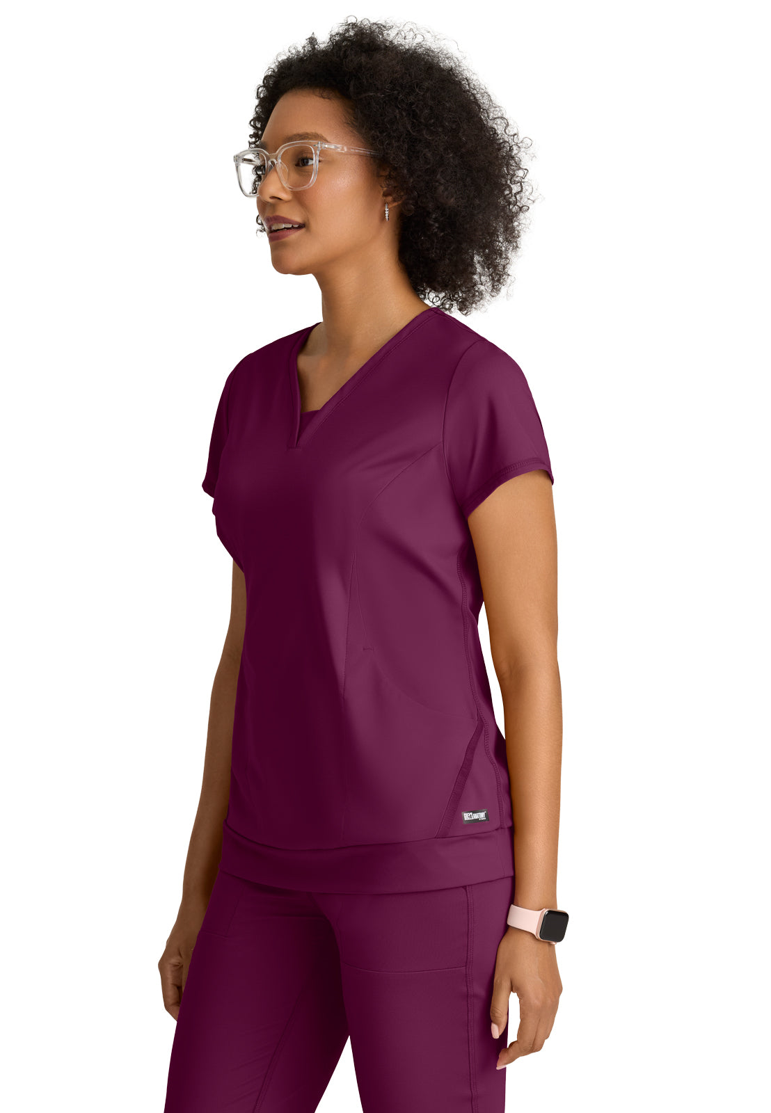 Women's Two Pocket V-Neck Motivate Top - GRST250 - Wine