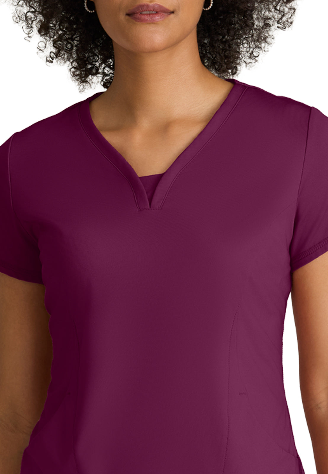 Women's Two Pocket V-Neck Motivate Top - GRST250 - Wine