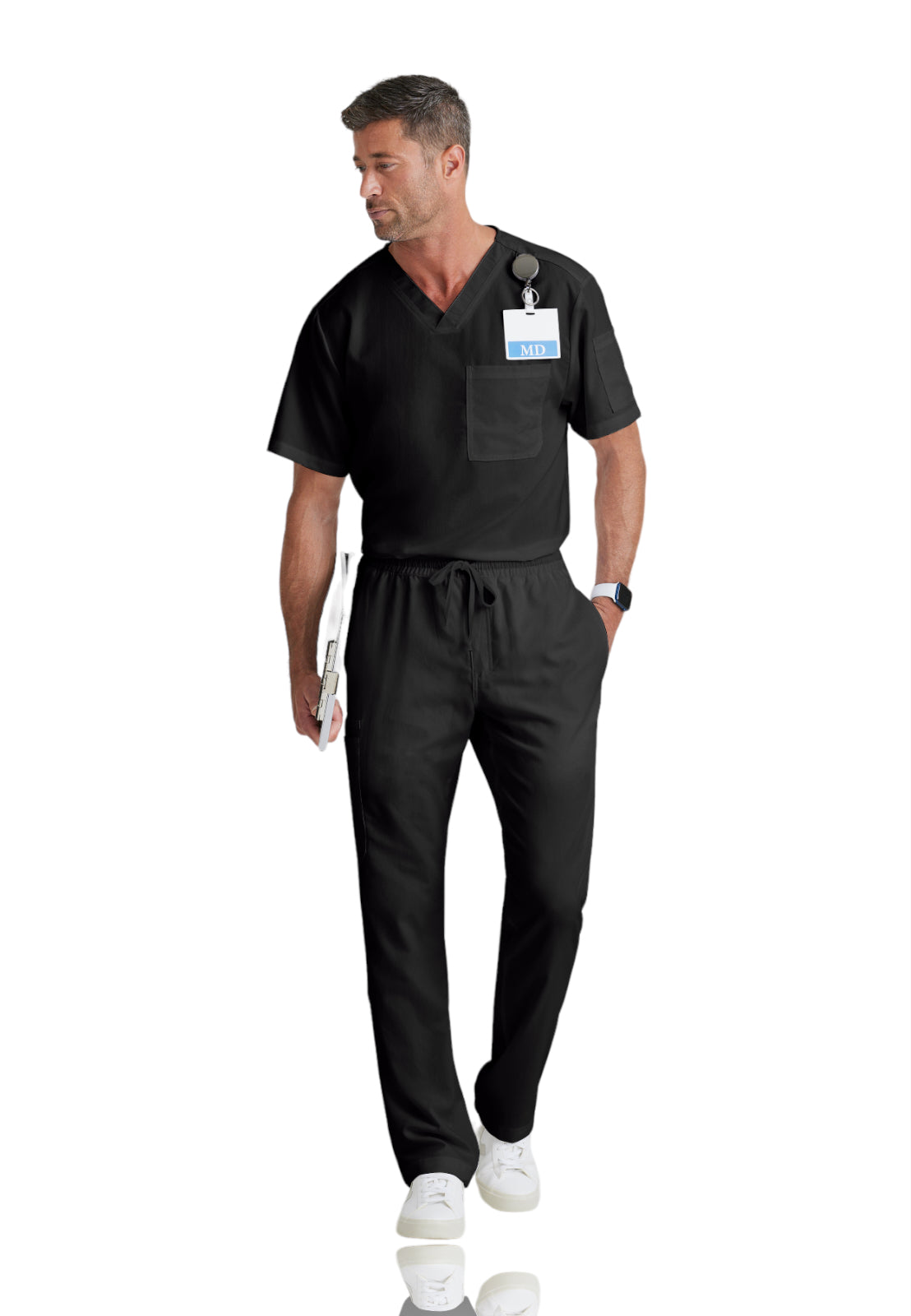 Men's V-Neck Evan Top - GRT091 - Black