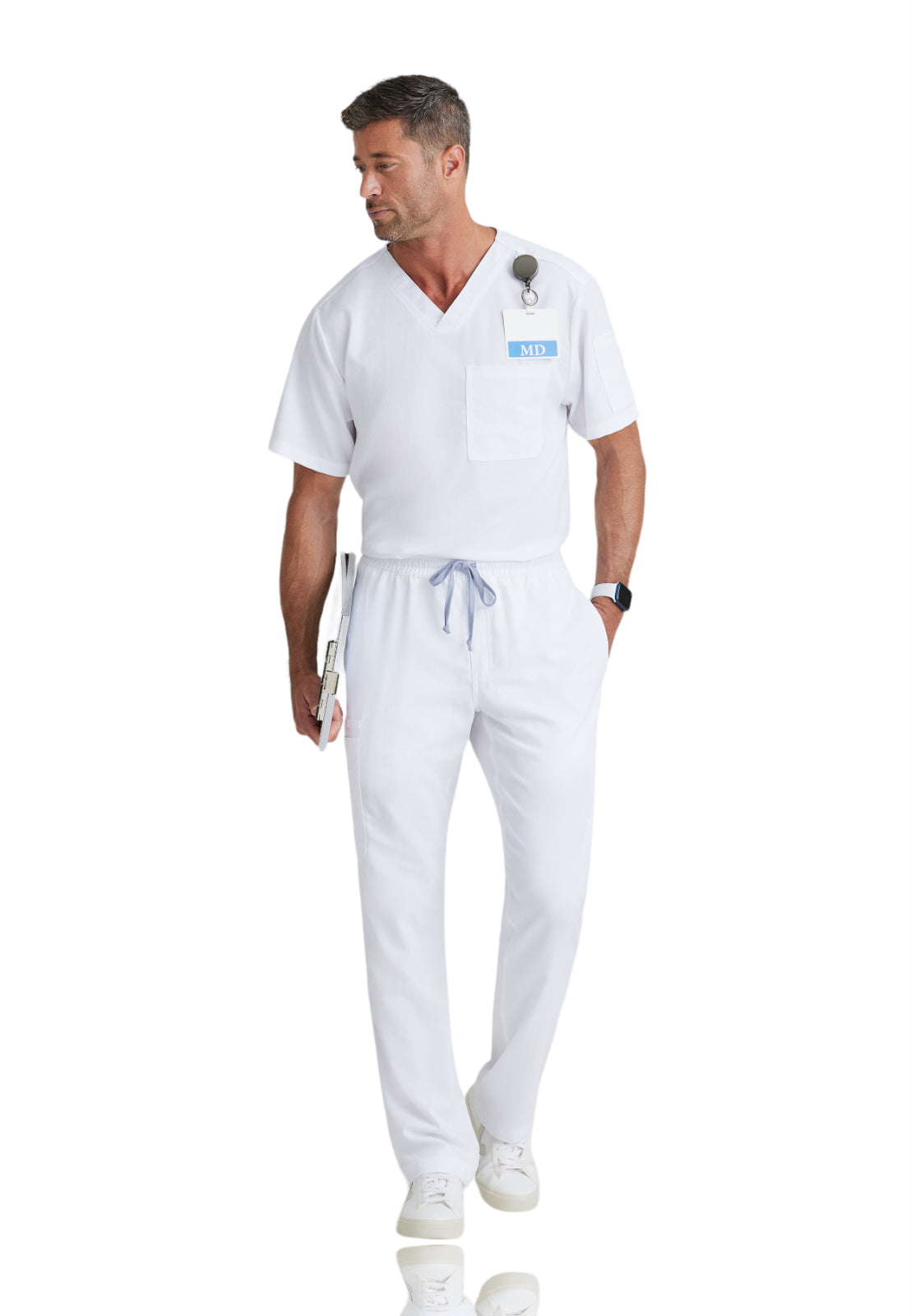 Men's V-Neck Evan Top - GRT091 - White