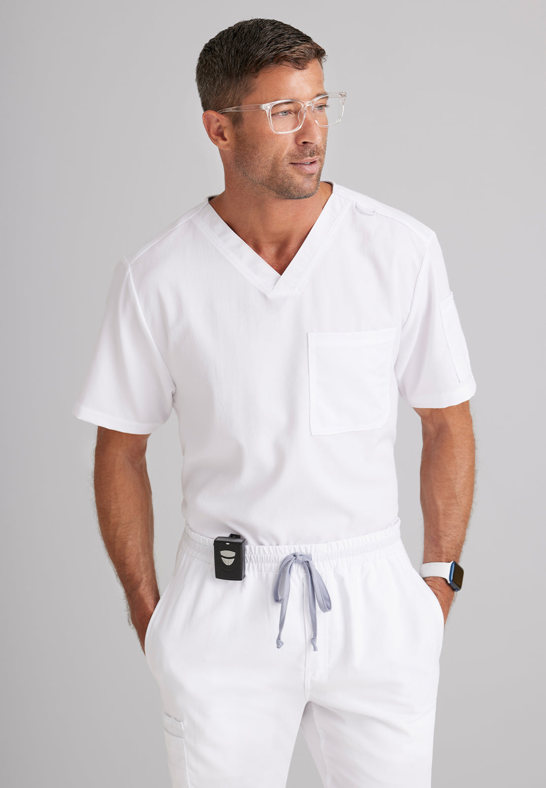 Men's V-Neck Evan Top - GRT091 - White
