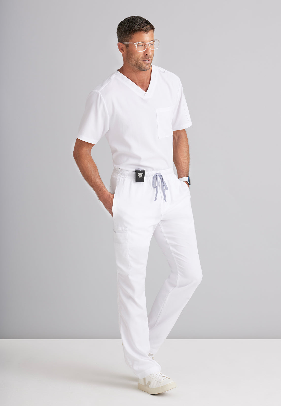 Men's V-Neck Evan Top - GRT091 - White