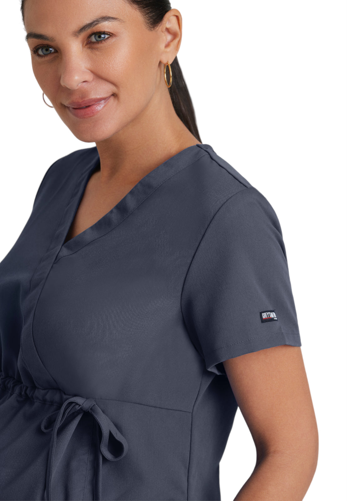 Women's Mock Wrap Lilah Maternity Top - GRT094 - Steel