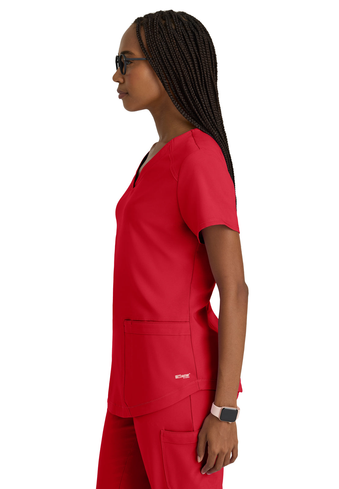 Women's Two-Pocket Piped V-Neck Rhythm Top - GSST180 - True Red