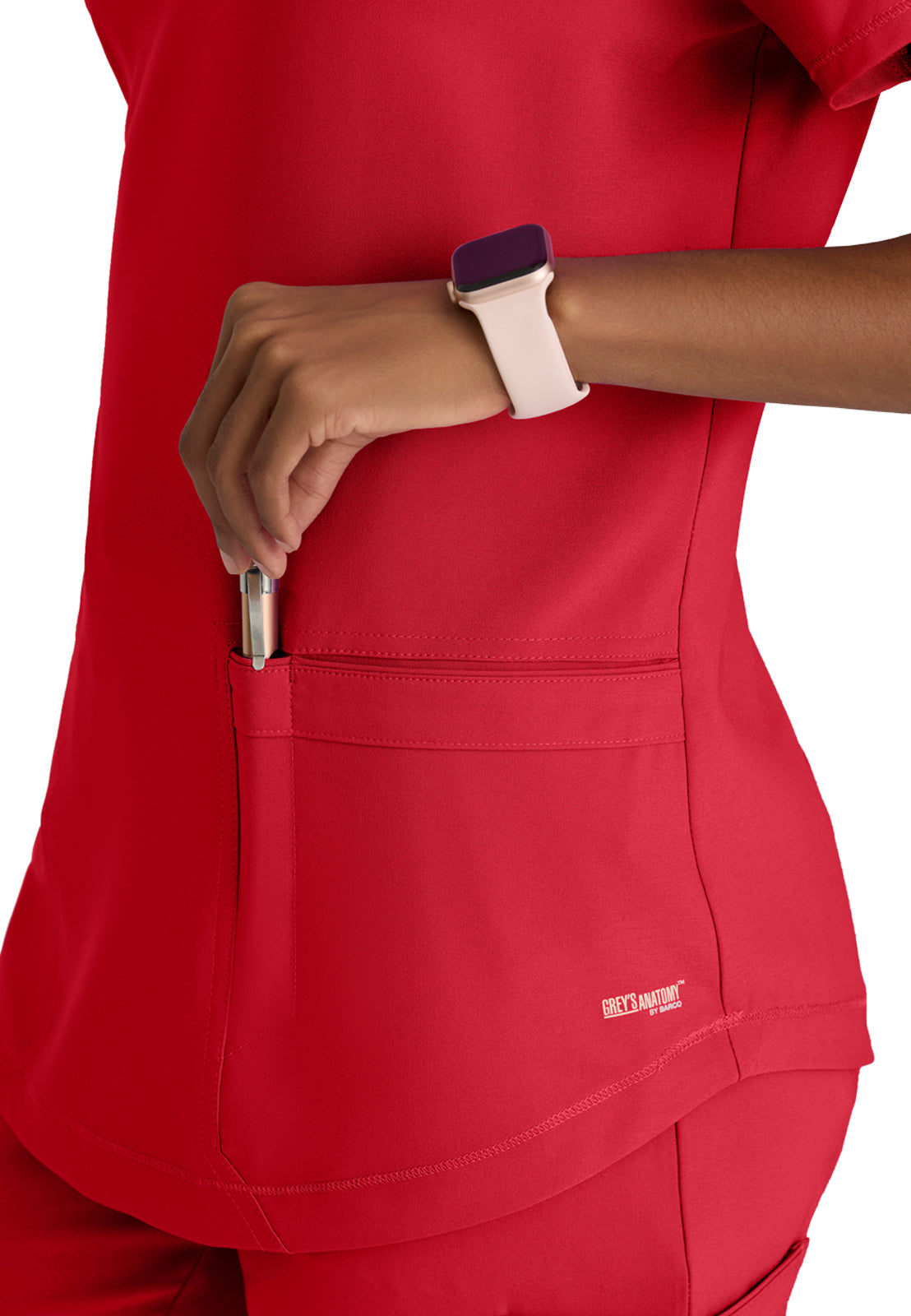 Women's Two-Pocket Piped V-Neck Rhythm Top - GSST180 - True Red