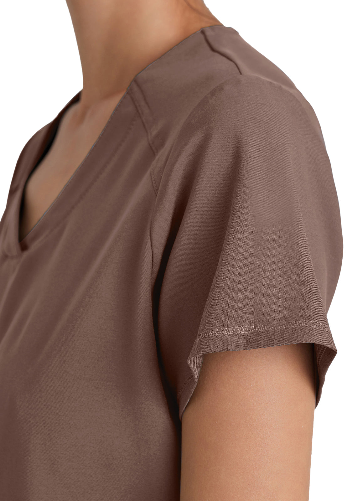 Women's Two-Pocket Piped V-Neck Rhythm Top - GSST180 - Driftwood