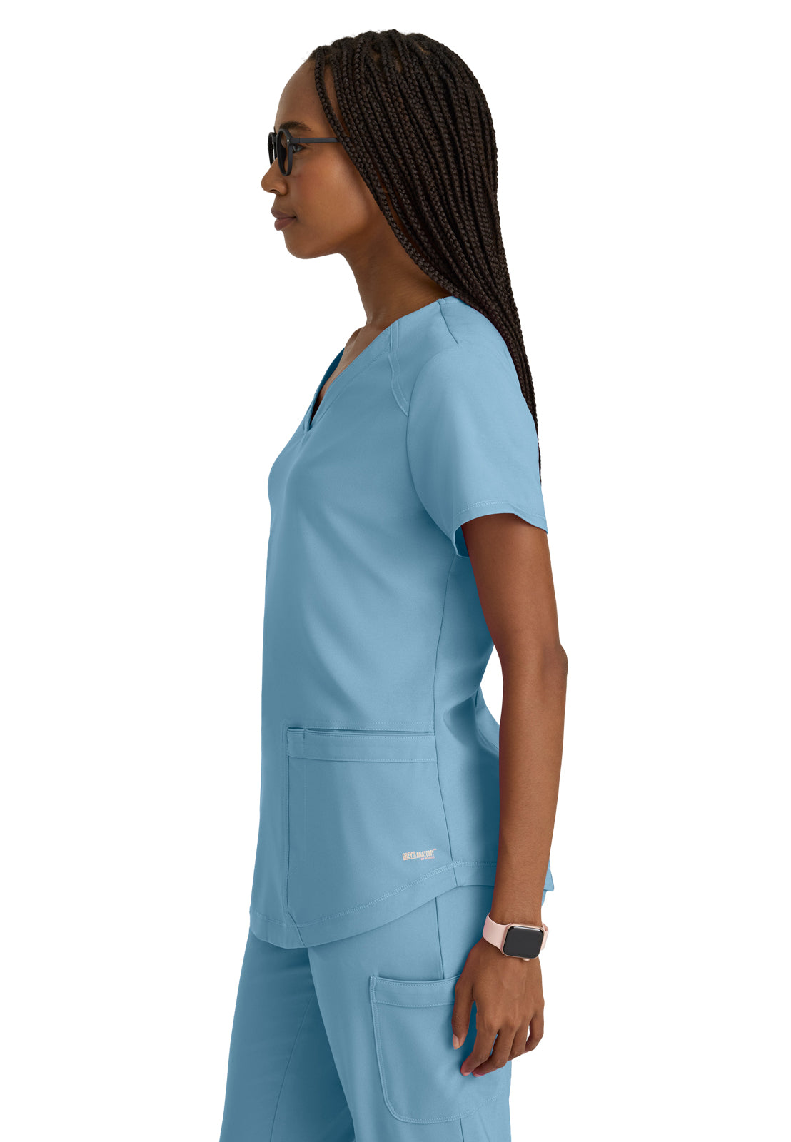 Women's Two-Pocket Piped V-Neck Rhythm Top - GSST180 - Ocean Mist