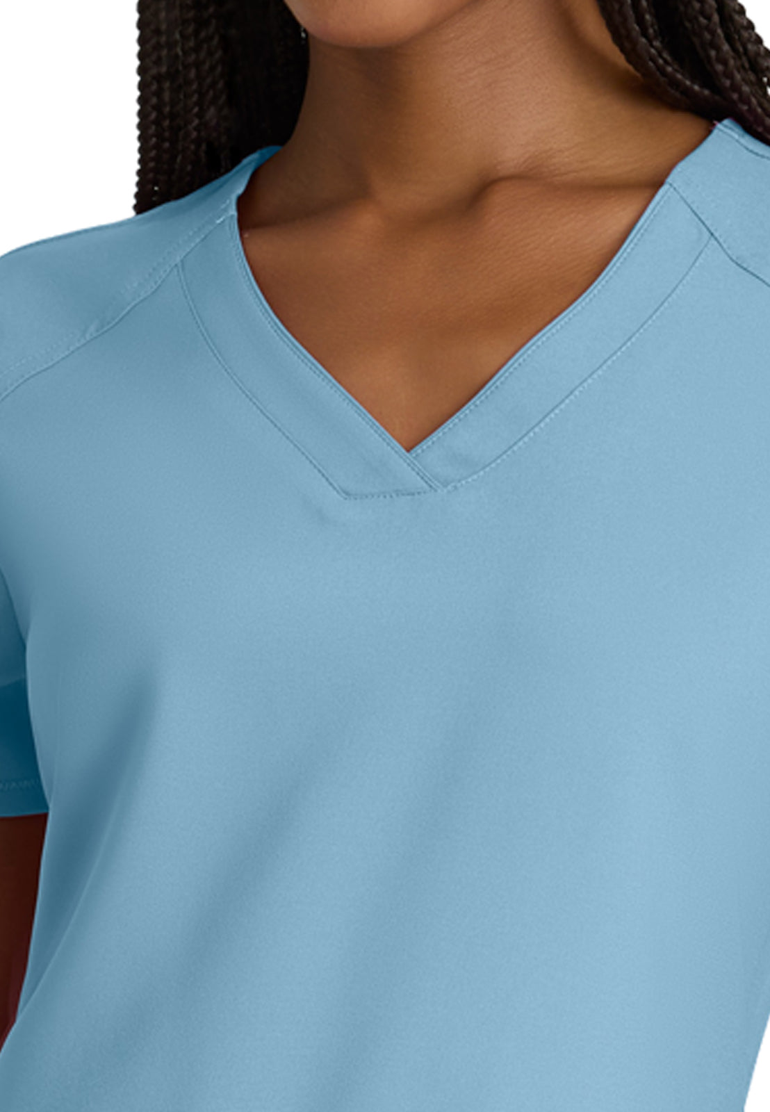 Women's Two-Pocket Piped V-Neck Rhythm Top - GSST180 - Ocean Mist
