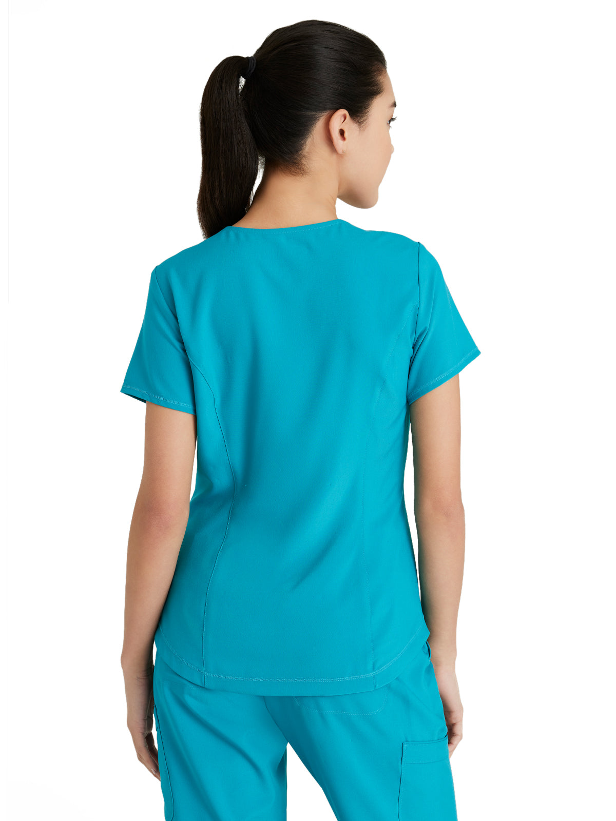 Women's Two-Pocket Piped V-Neck Rhythm Top - GSST180 - Teal