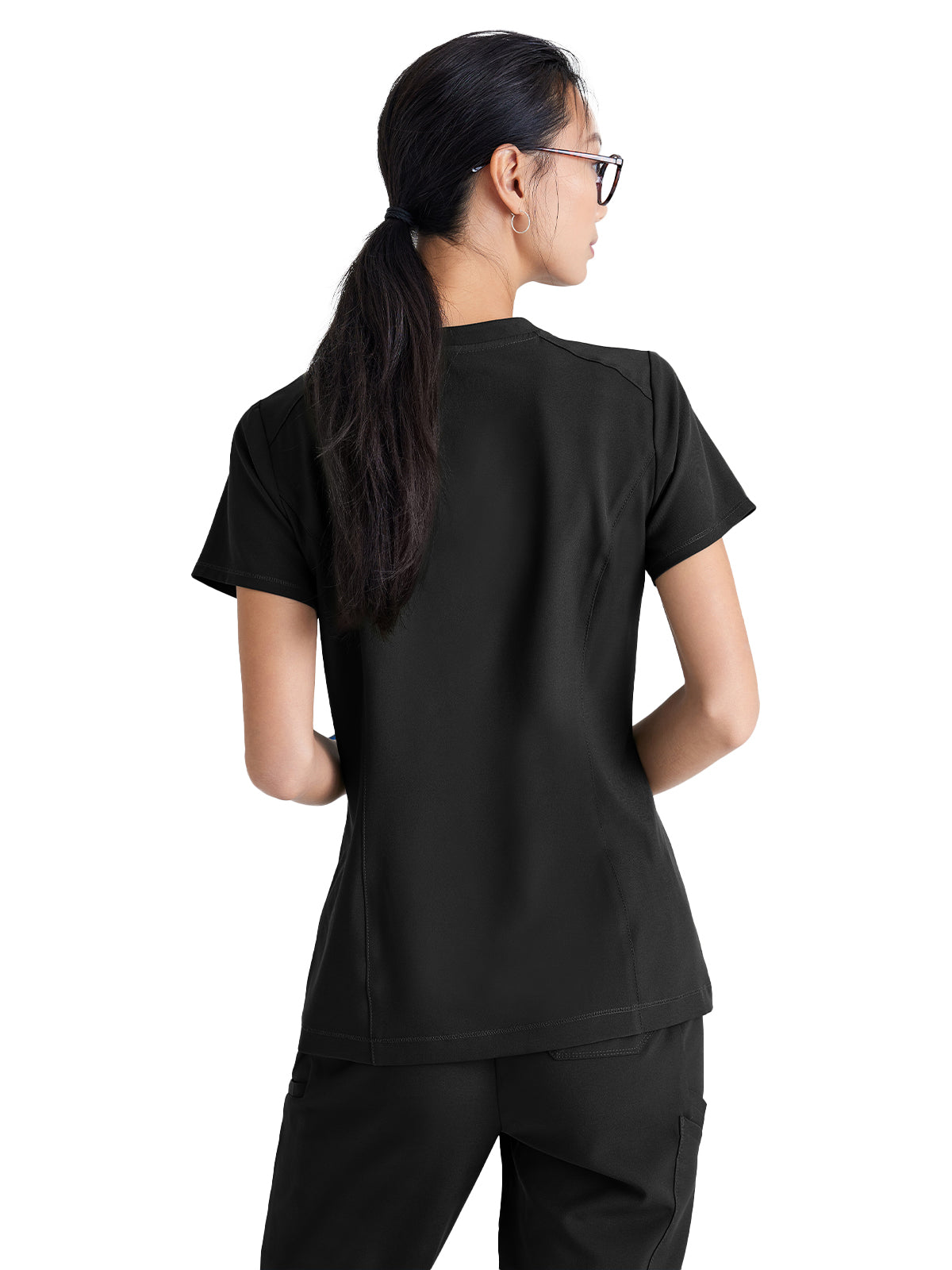 Women's Banded-V-Neck Sway Tuck-In Top - GSST181 - Black