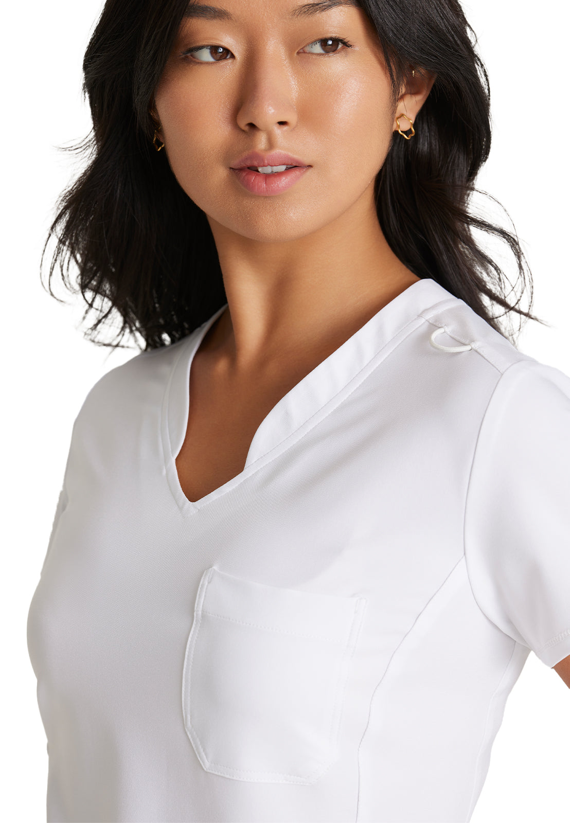 Women's Banded-V-Neck Sway Tuck-In Top - GSST181 - White