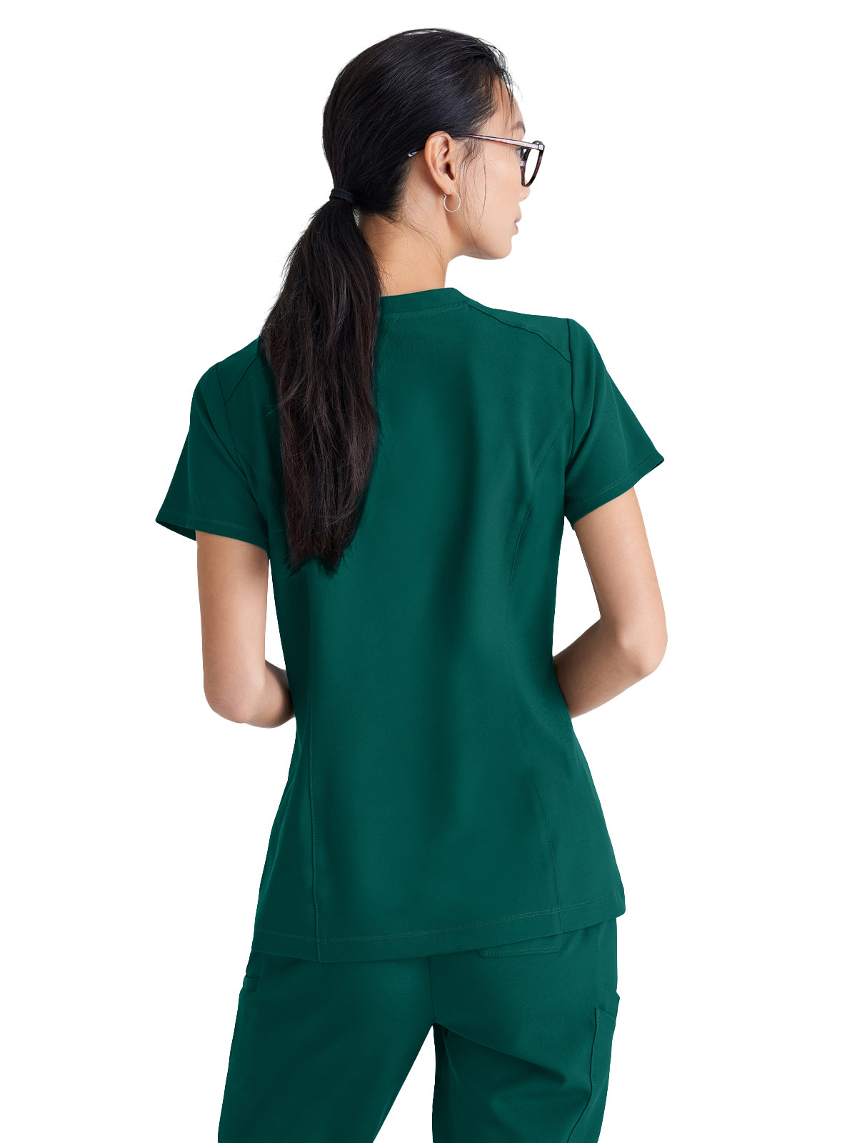 Women's Banded-V-Neck Sway Tuck-In Top - GSST181 - Hunter Green