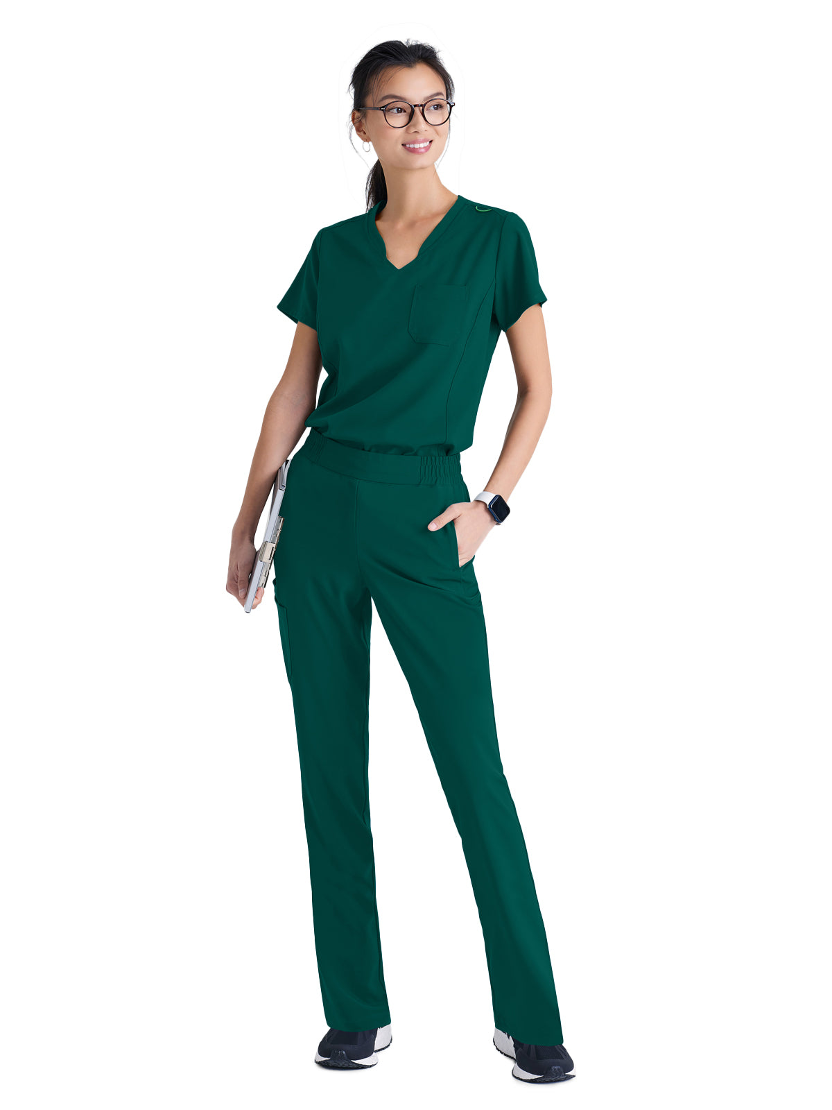 Women's Banded-V-Neck Sway Tuck-In Top - GSST181 - Hunter Green