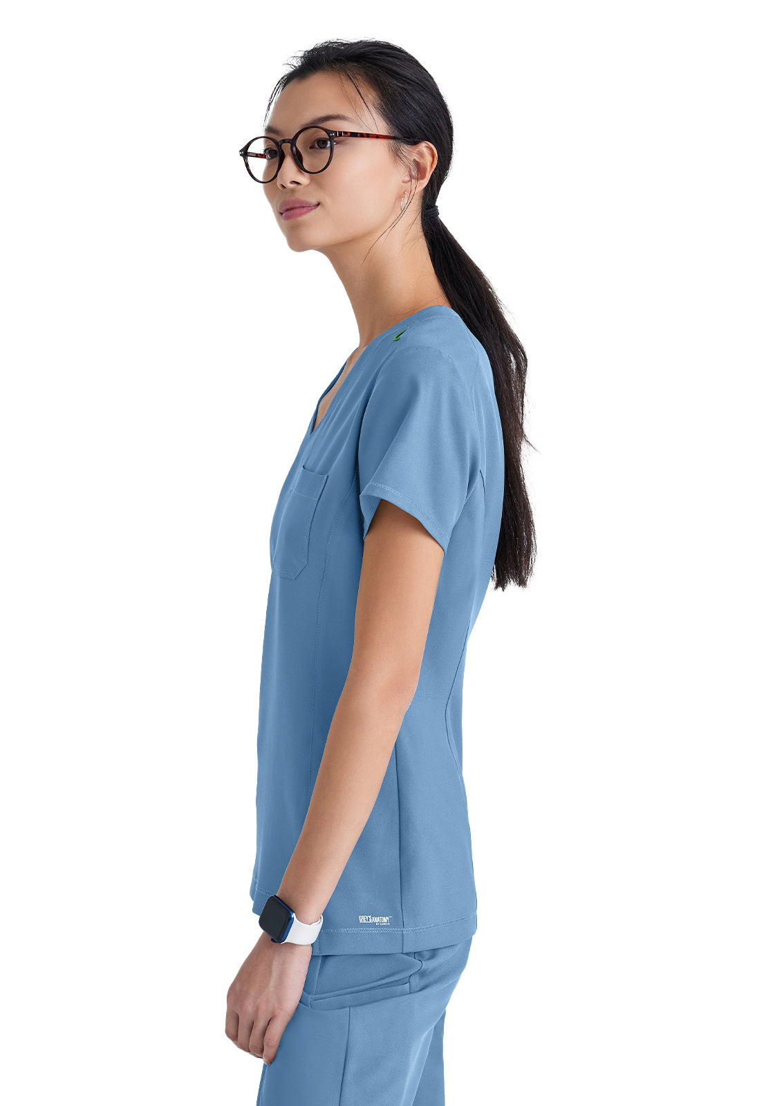 Women's Banded-V-Neck Sway Tuck-In Top - GSST181 - Ciel Blue