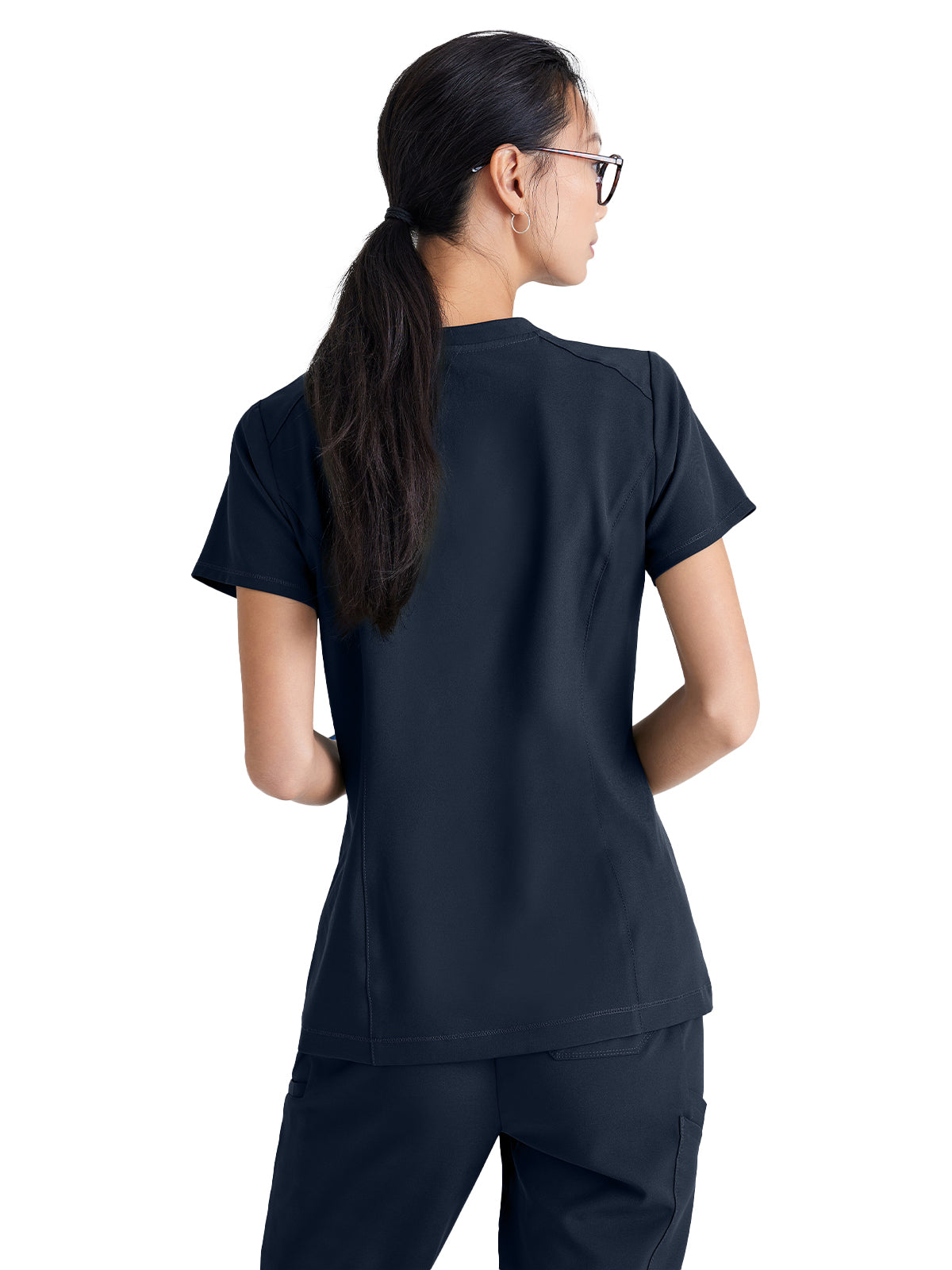Women's Banded-V-Neck Sway Tuck-In Top - GSST181 - Steel