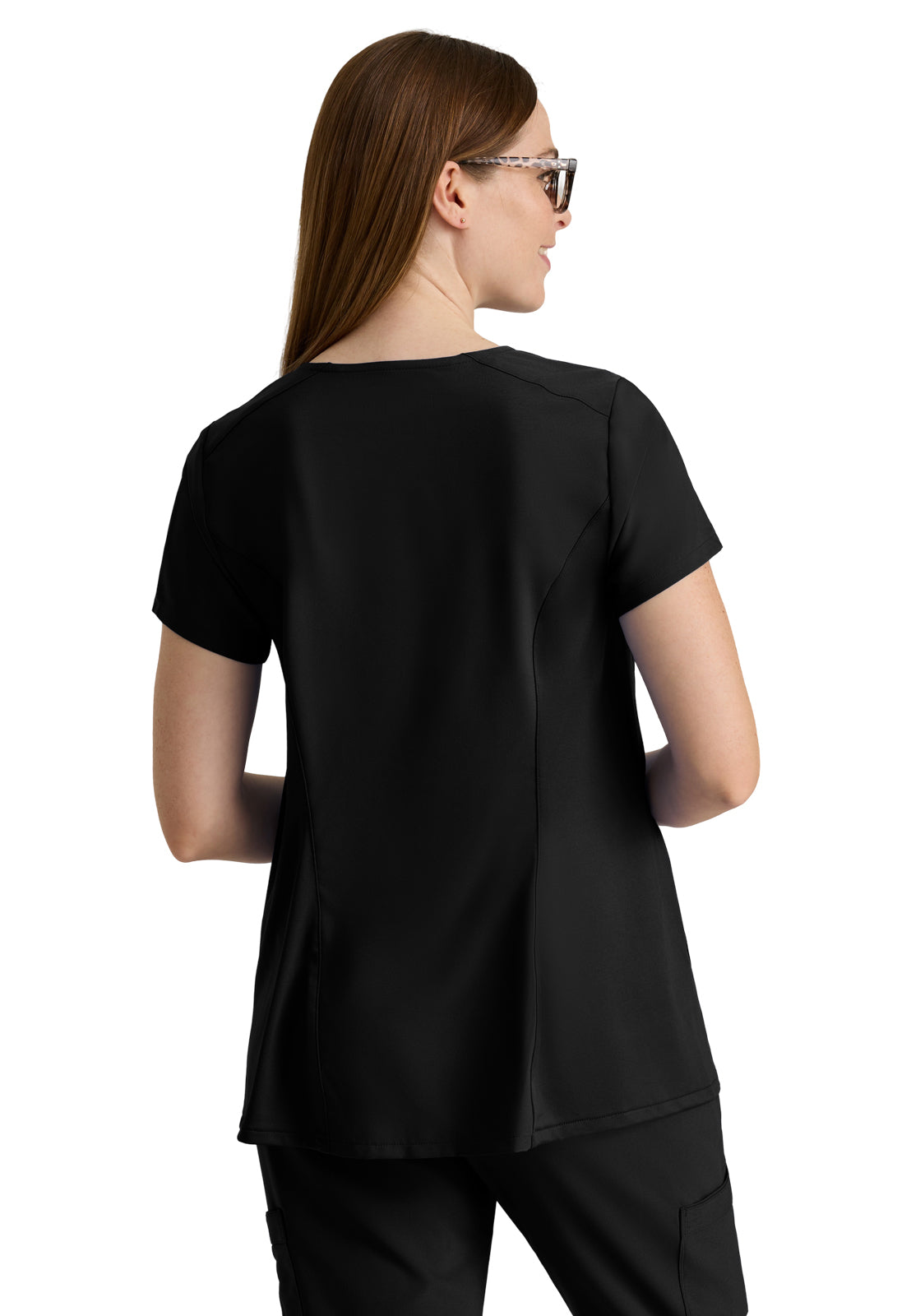 Women's Two Pocket V-Neck Promise Scrub Top - GSST262 - Black