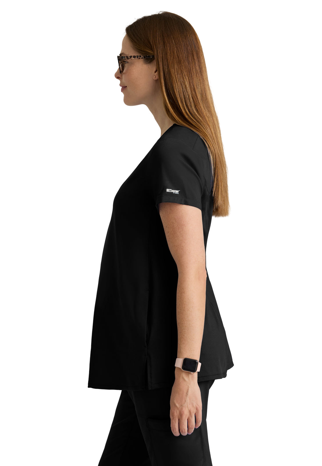 Women's Two Pocket V-Neck Promise Scrub Top - GSST262 - Black