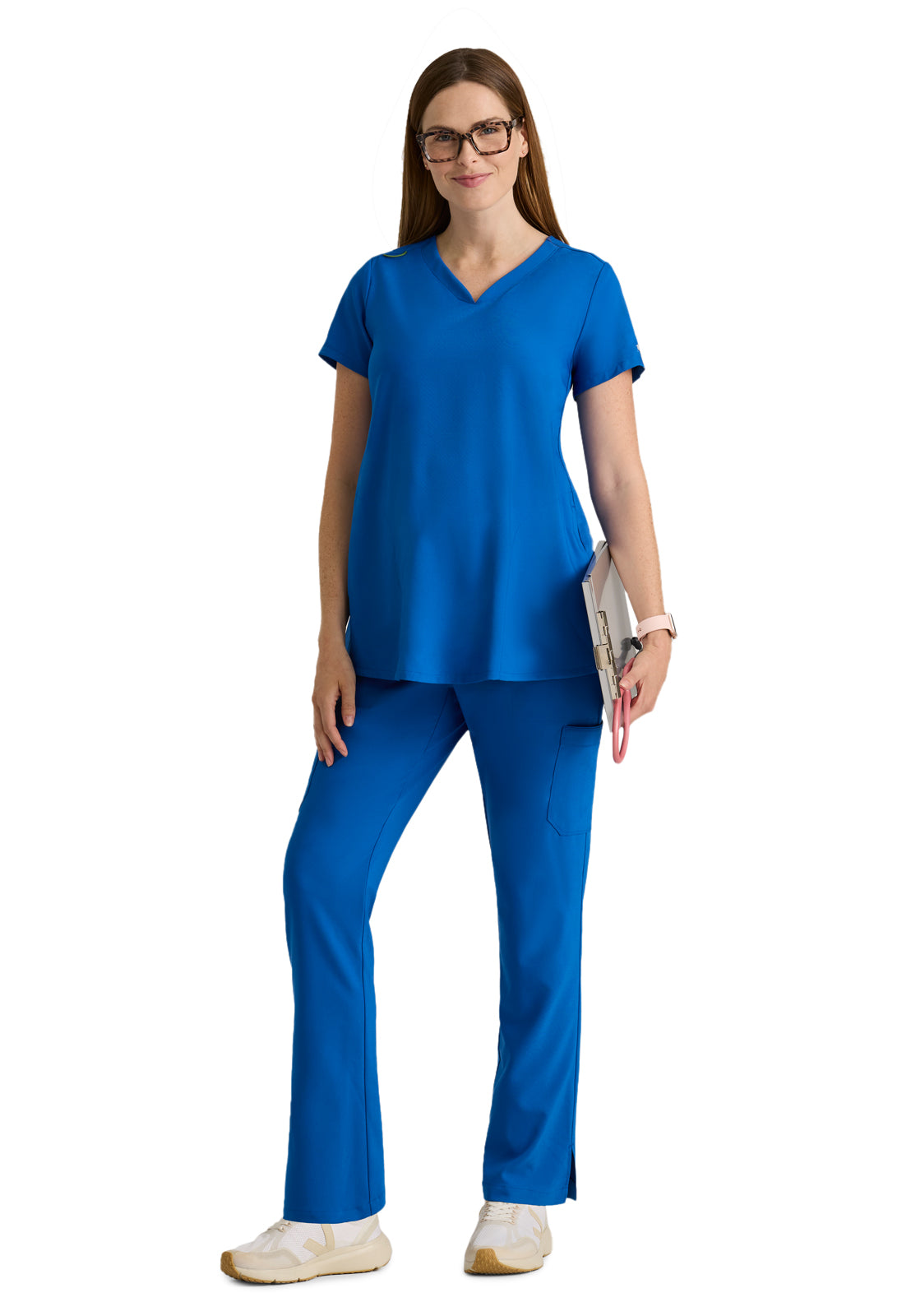 Women's Two Pocket V-Neck Promise Scrub Top - GSST262 - New Royal