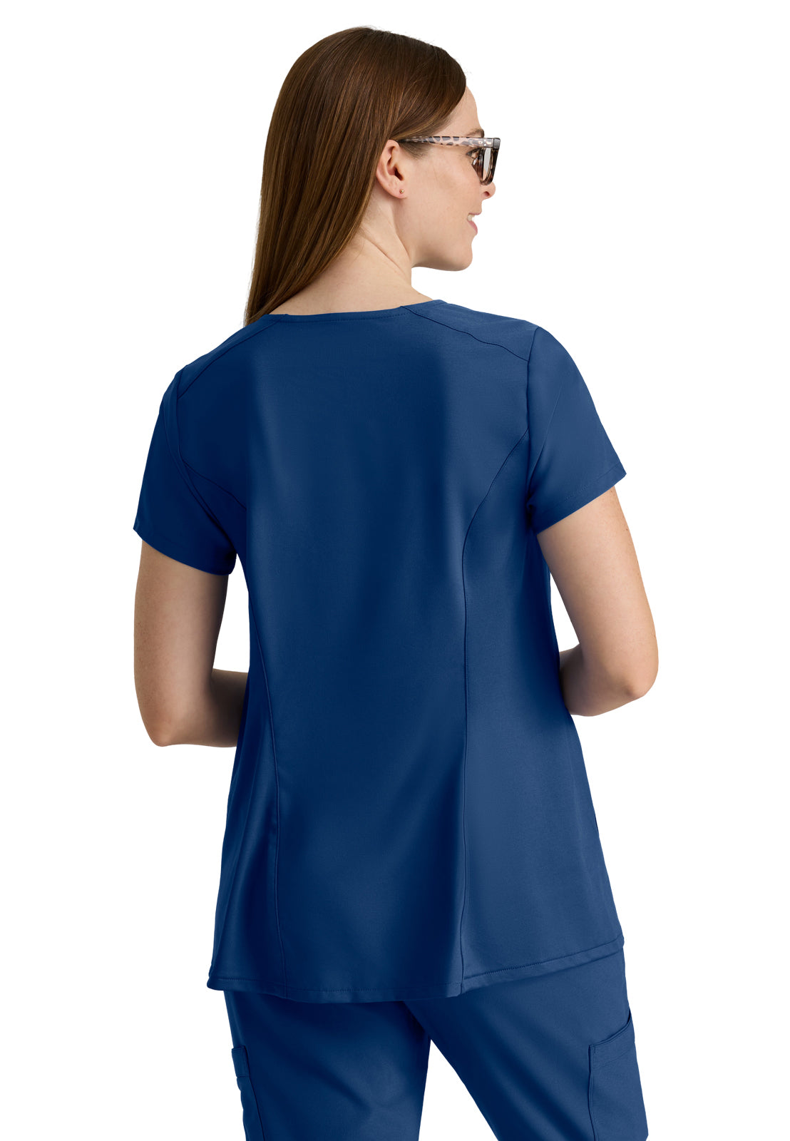 Women's Two Pocket V-Neck Promise Scrub Top - GSST262 - Indigo (Navy)