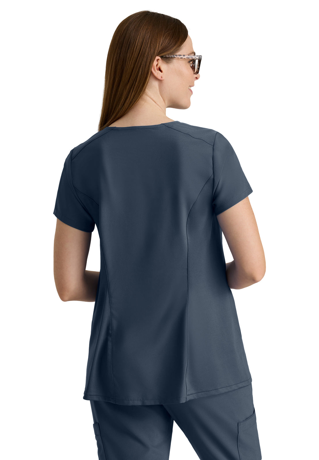 Women's Two Pocket V-Neck Promise Scrub Top - GSST262 - Steel