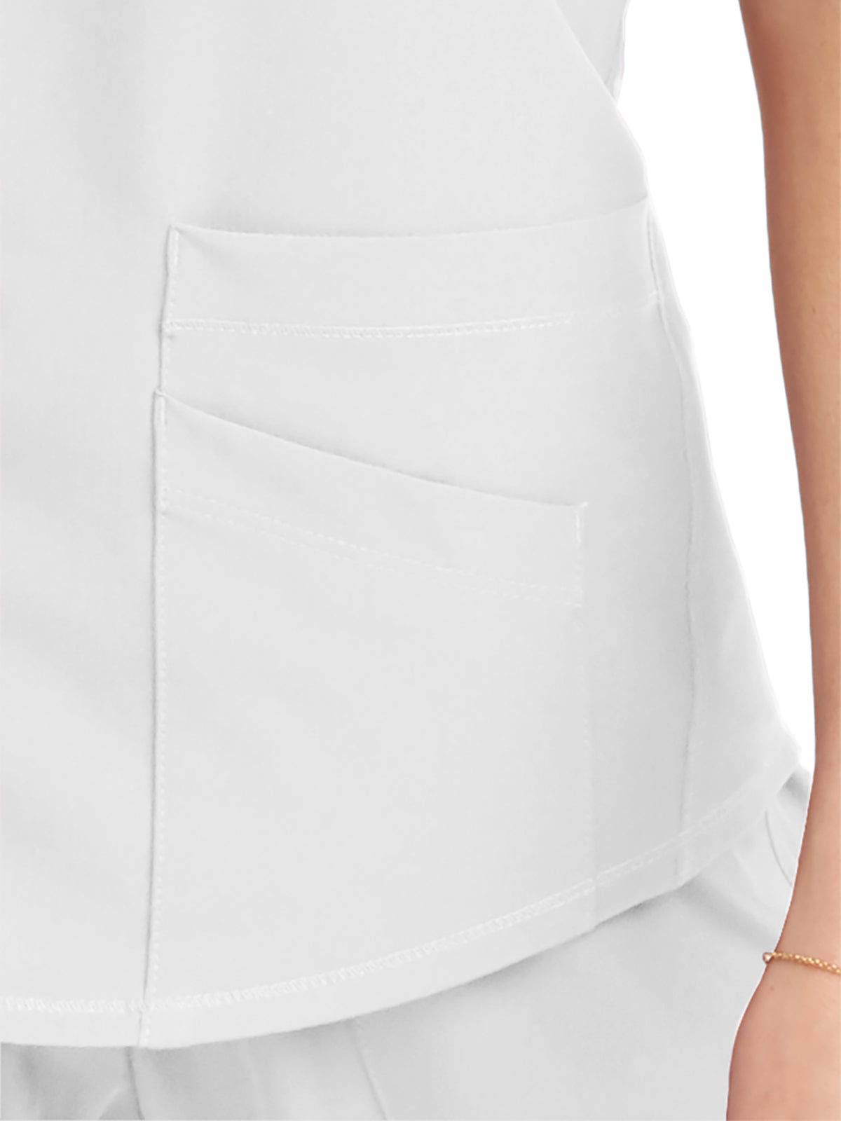 Skechers 3-Pocket Virtual V-Neck Vitality Scrub Top for Women - White