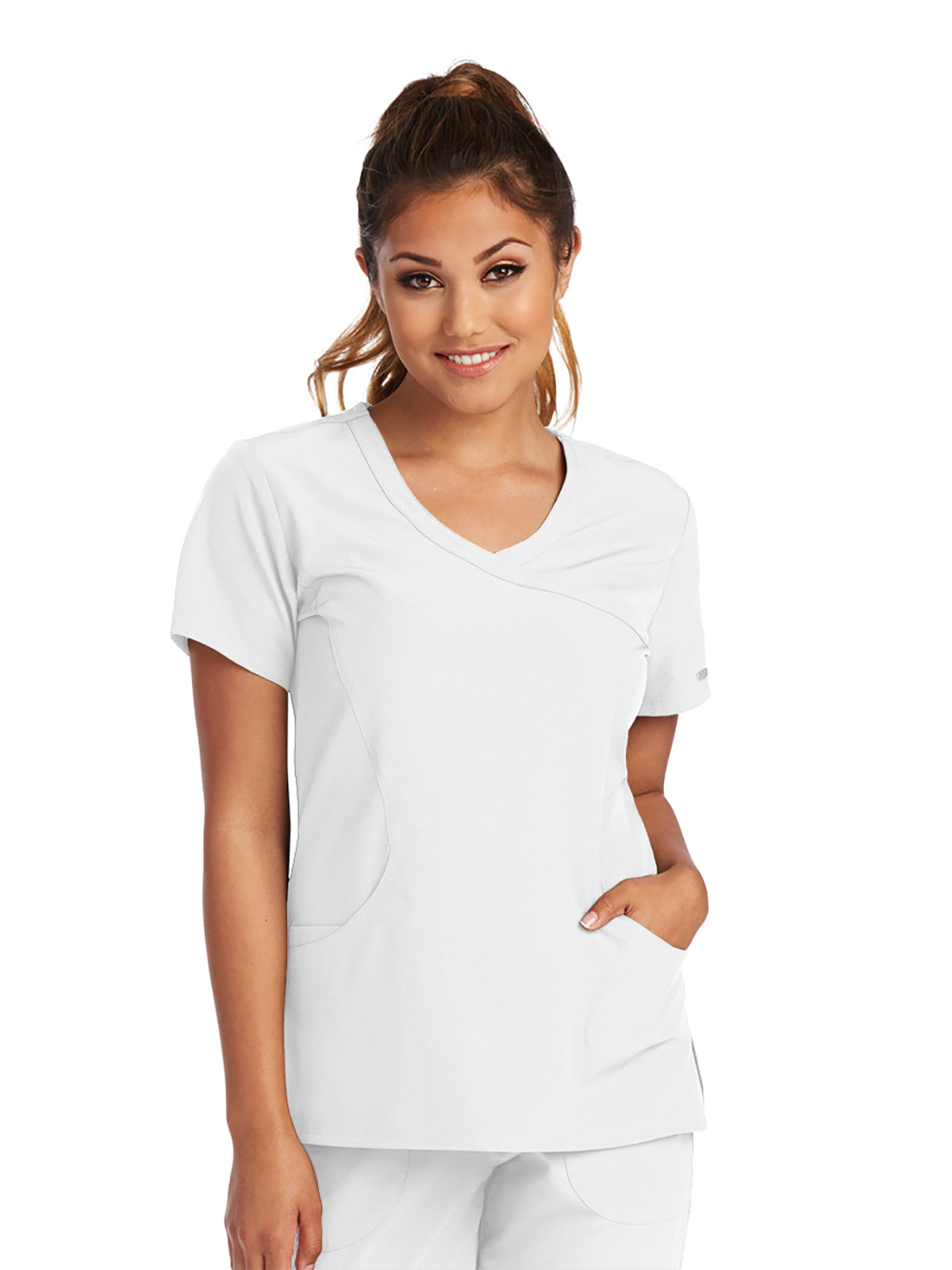 Skechers 3-Pocket V-Neck Surplice Reliance Scrub Top for Women - White