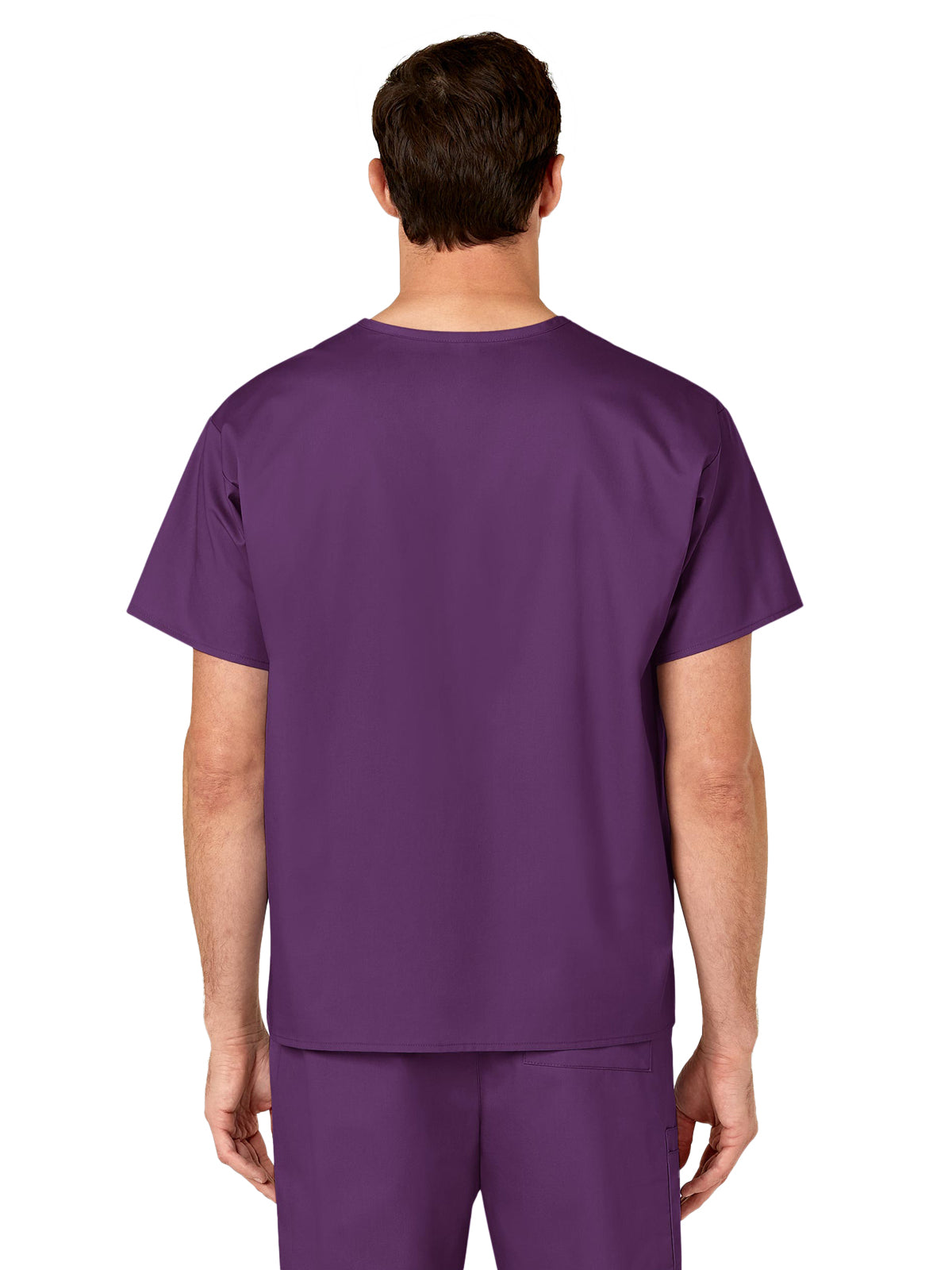 Unisex Double-Pocket V-Neck Top - 100 - Eggplant