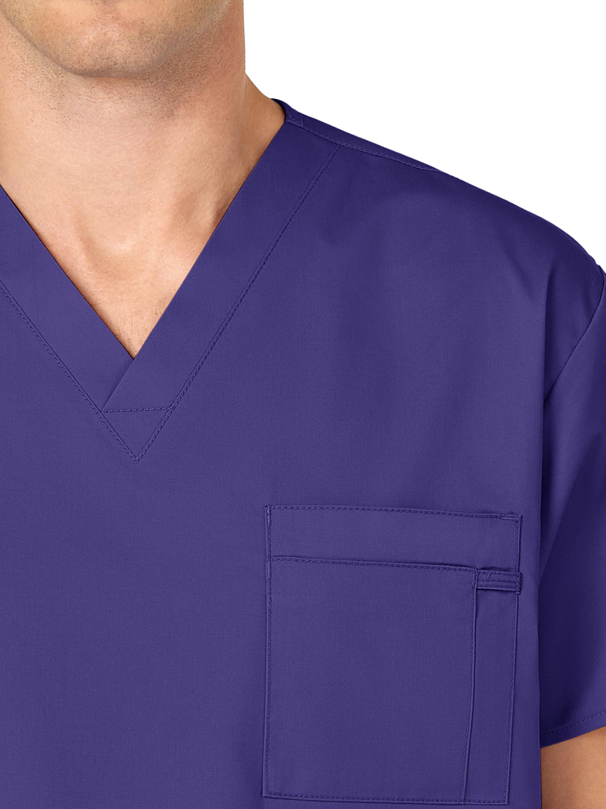 Unisex Double-Pocket V-Neck Top - 100 - Grape