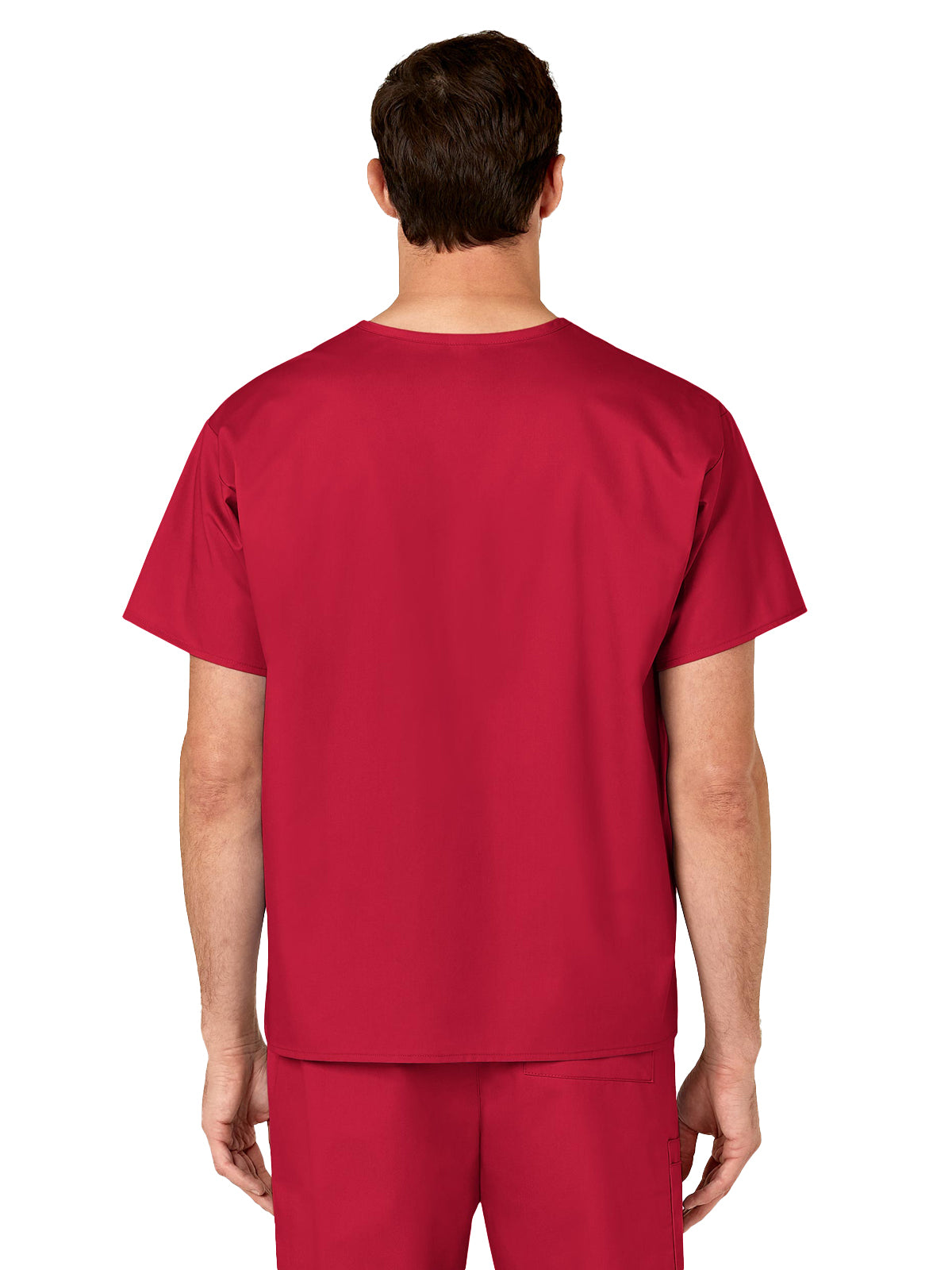 Unisex Double-Pocket V-Neck Top - 100 - Red
