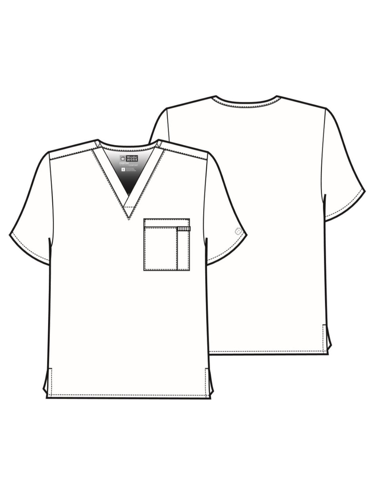 Unisex Double-Pocket V-Neck Top - 100 - Grape