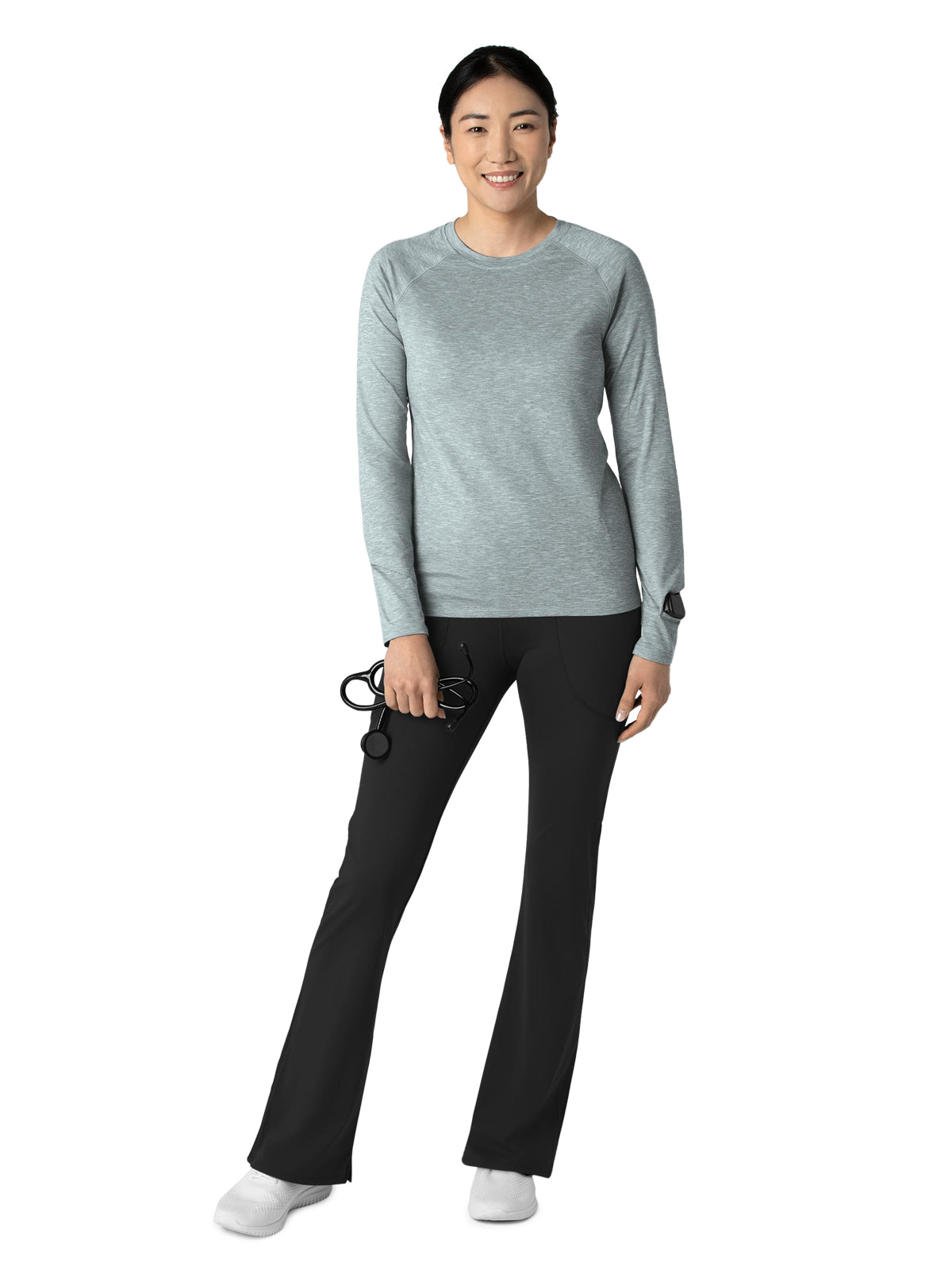 Women's Watch Window Long Sleeve Underscrub Tee - 2139 - Grey Heather