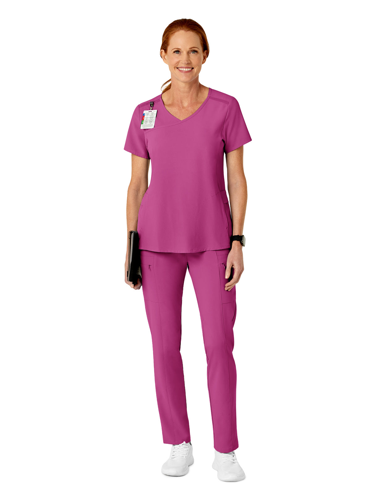 Women's Five-Pocket High Waist Slim Cargo Pant - 5334 - Raspberry
