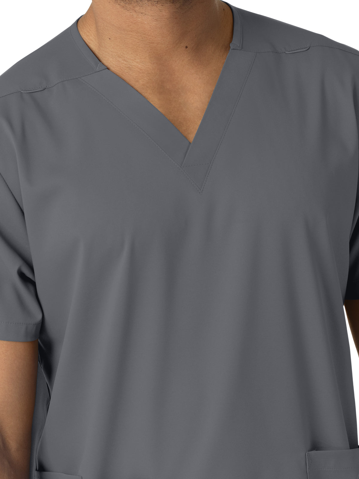 Unisex Three-Pocket V-Neck Top - 6051 - Pewter