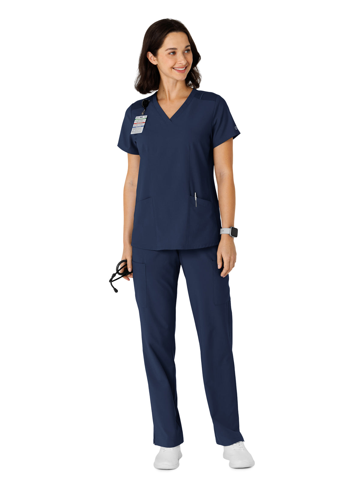 Women's Flex-n-Reach Side Panel V-Neck Top - 6145 - Navy