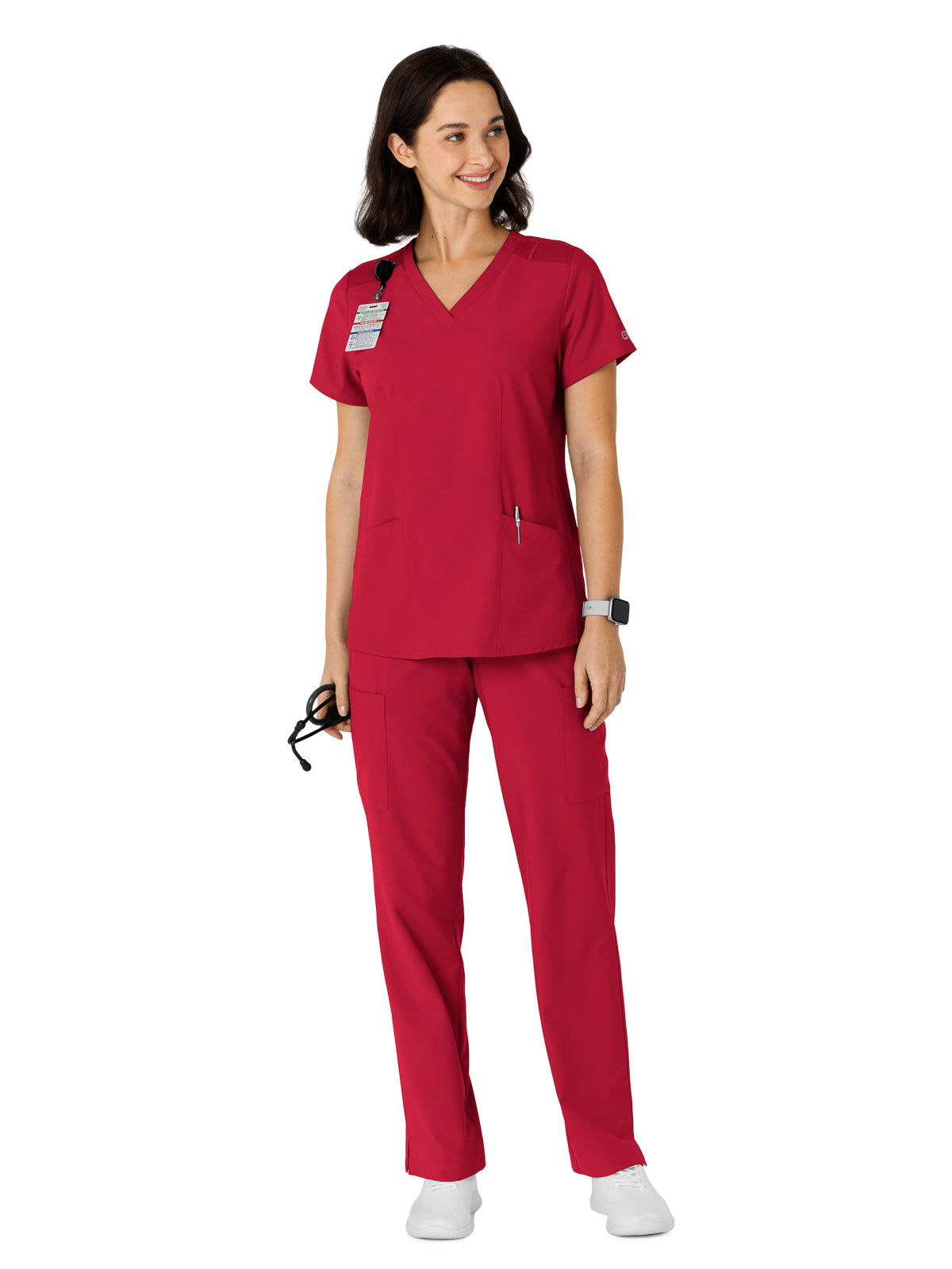 Women's Flex-n-Reach Side Panel V-Neck Top - 6145 - Red