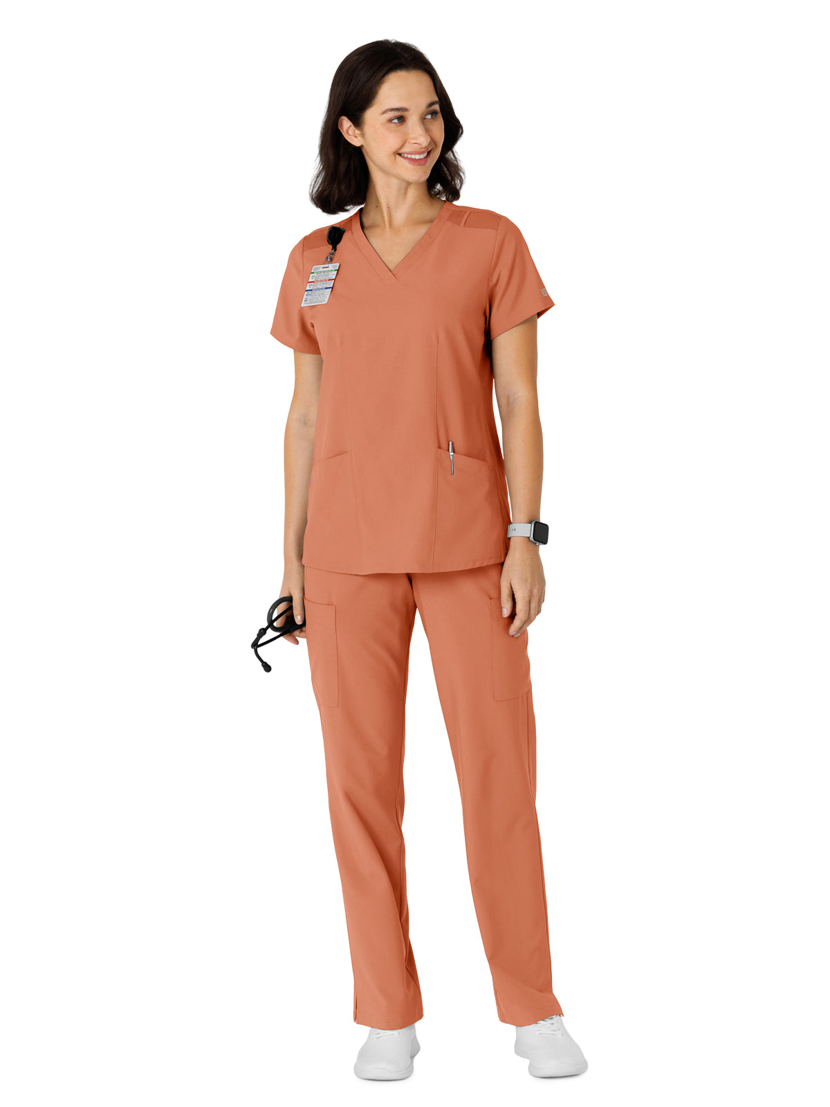 Women's Flex-n-Reach Side Panel V-Neck Top - 6145 - Terra Cotta