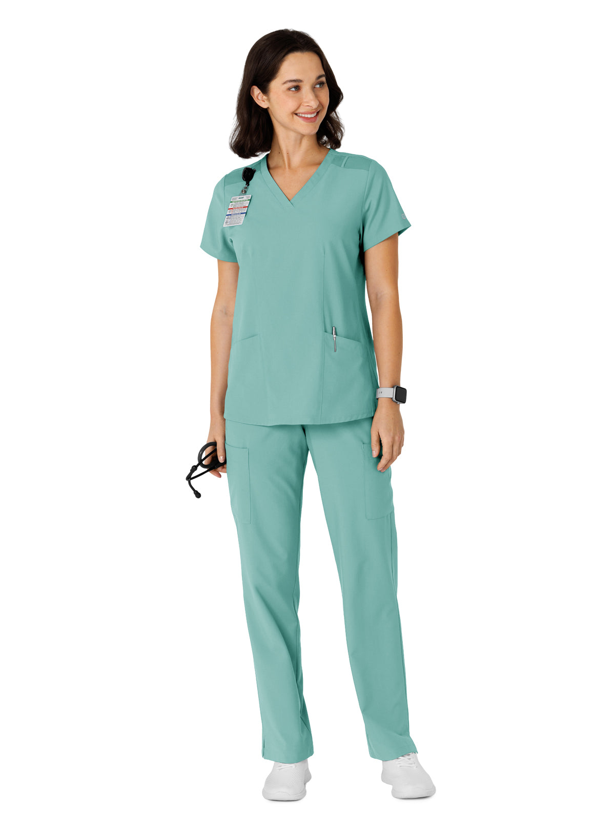 Women's Flex-n-Reach Side Panel V-Neck Top - 6145 - Turquoise