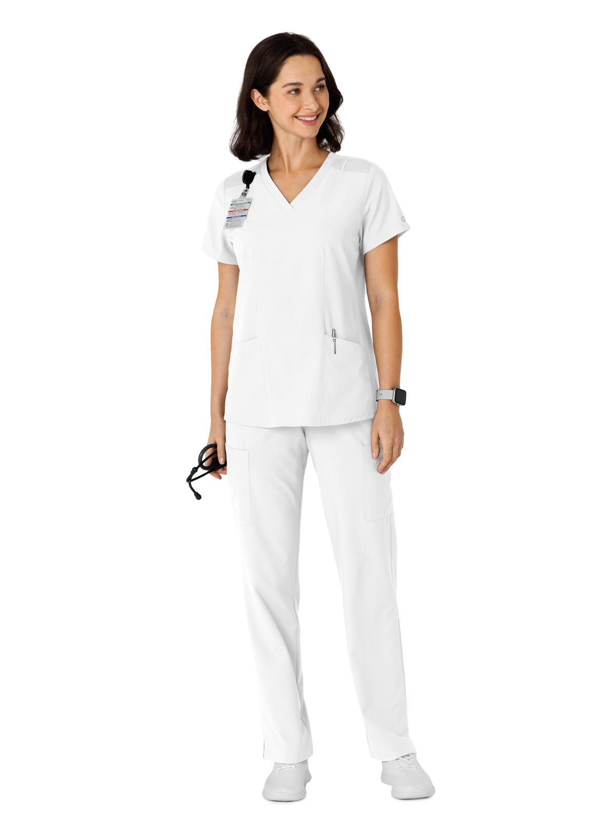 Women's Flex-n-Reach Side Panel V-Neck Top - 6145 - White