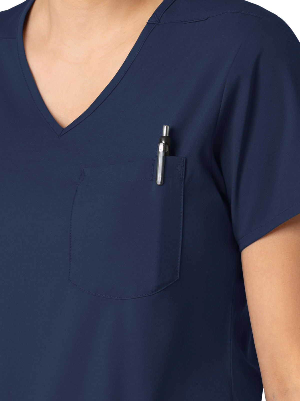 Women's Two-Pocket Tuck-In V-Neck Top - 6151 - Navy